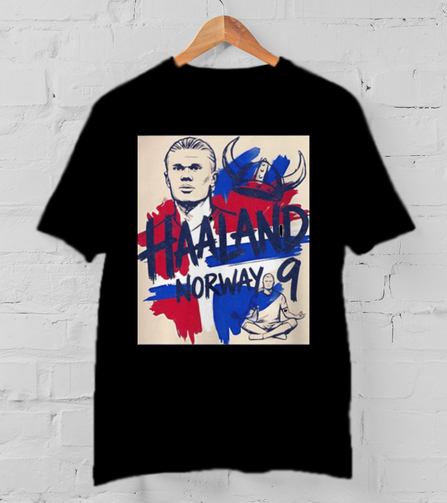 Norway Haaland Number 9 Viking Helmet Football T-Shirt
