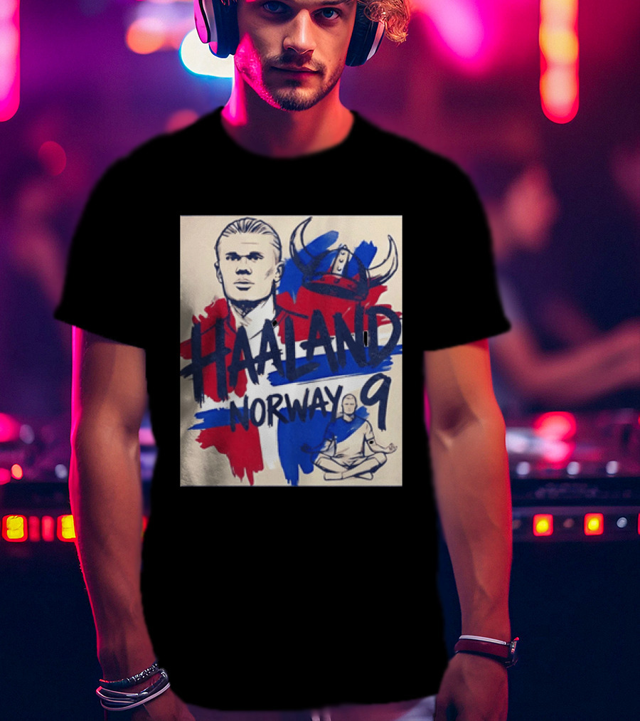 Norway Haaland Number 9 Viking Helmet Football T-Shirt