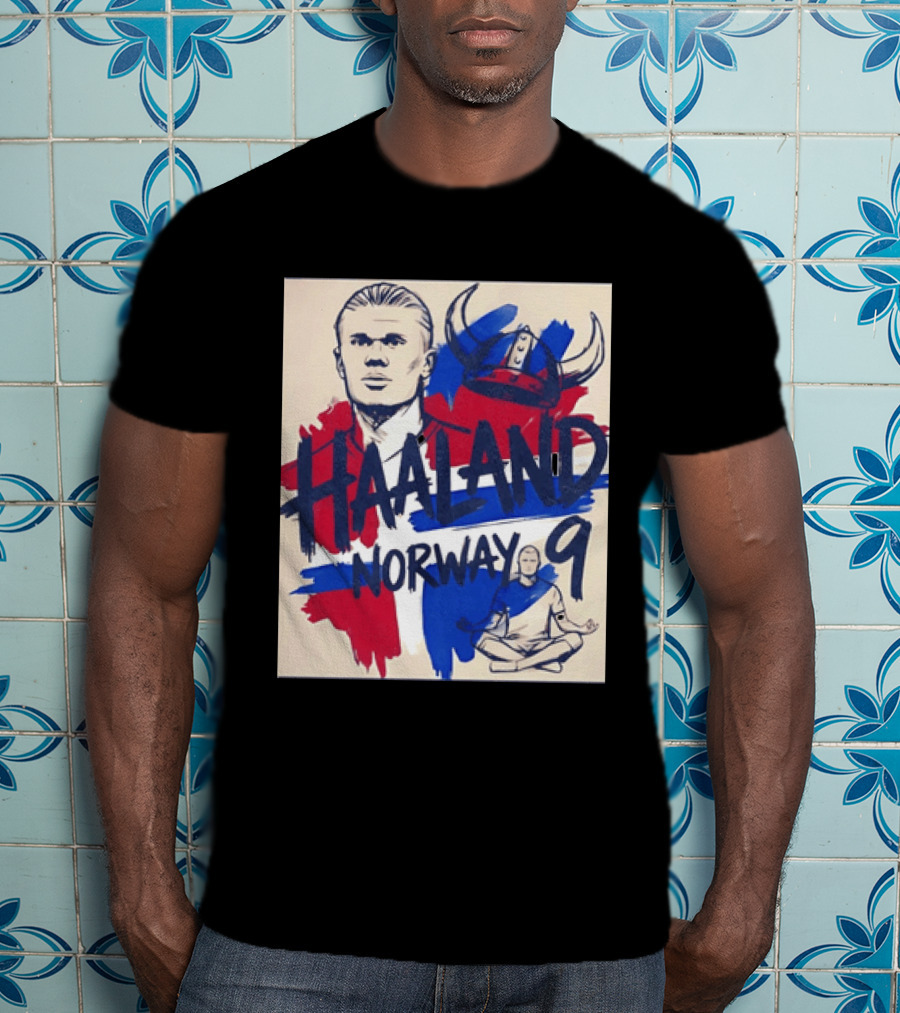 Norway Haaland Number 9 Viking Helmet Football T-Shirt