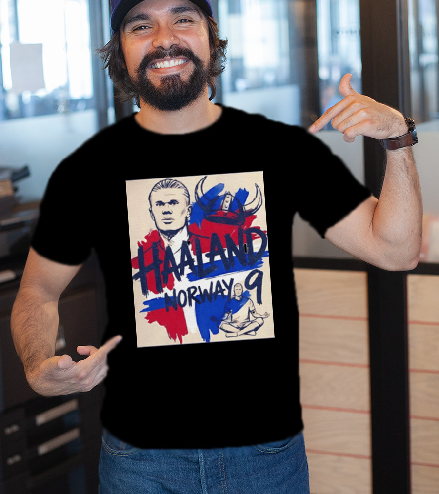 Norway Haaland Number 9 Viking Helmet Football T-Shirt