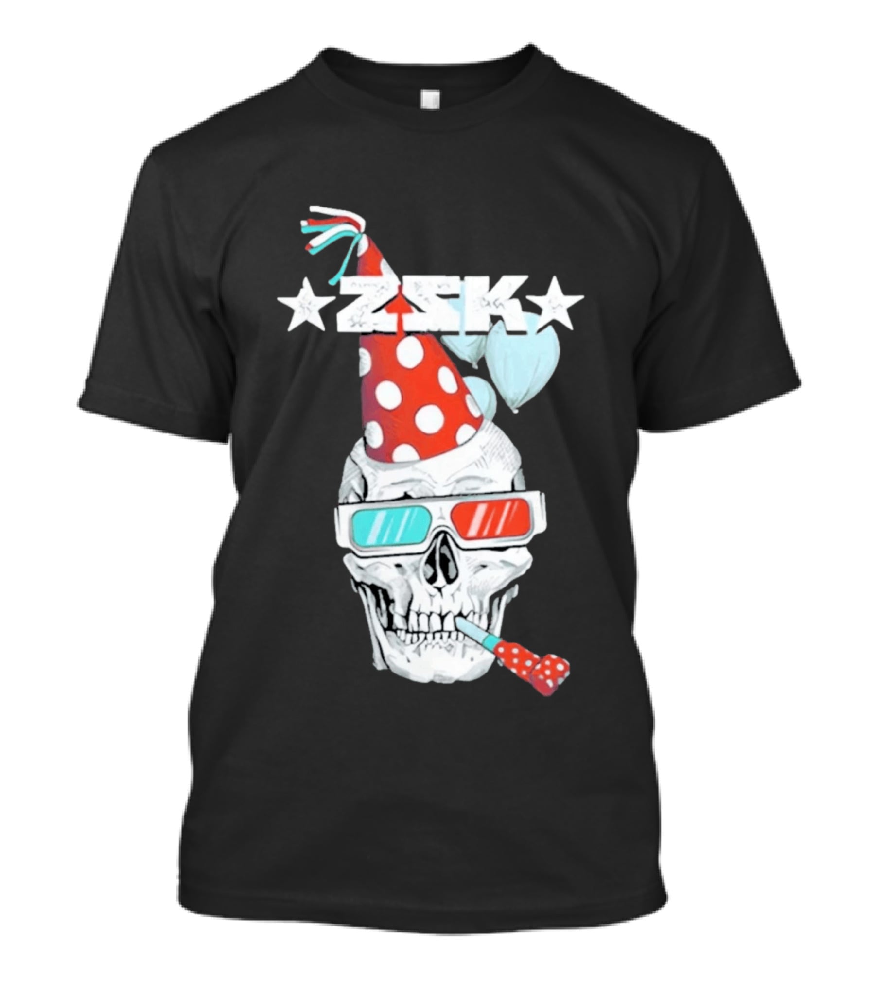 ZSK Skull Party Hat 3D Glasses Fun T-Shirt