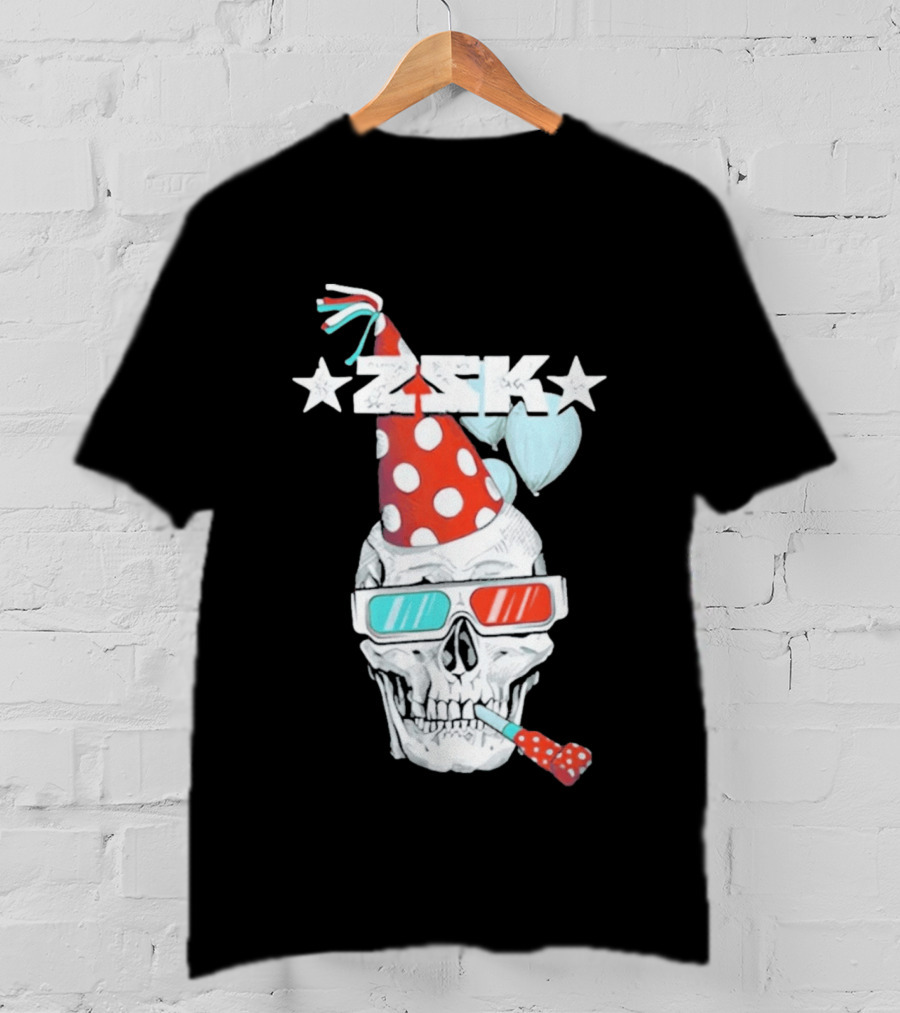 ZSK Skull Party Hat 3D Glasses Fun T-Shirt