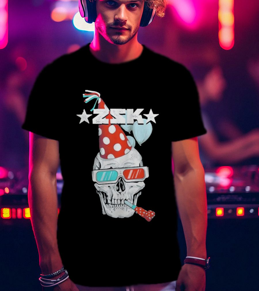 ZSK Skull Party Hat 3D Glasses Fun T-Shirt