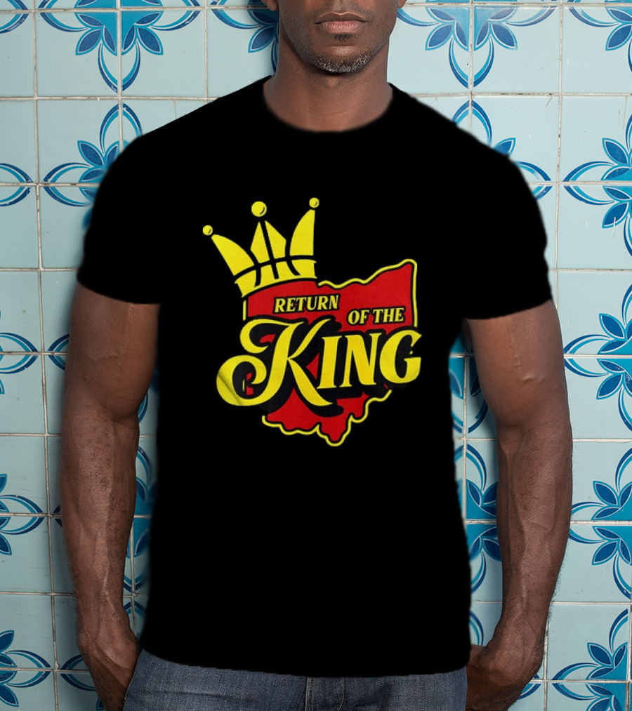 Return Of The King LeBron James Cleveland Cavaliers Basketball Crown Ohio Map T-Shirt