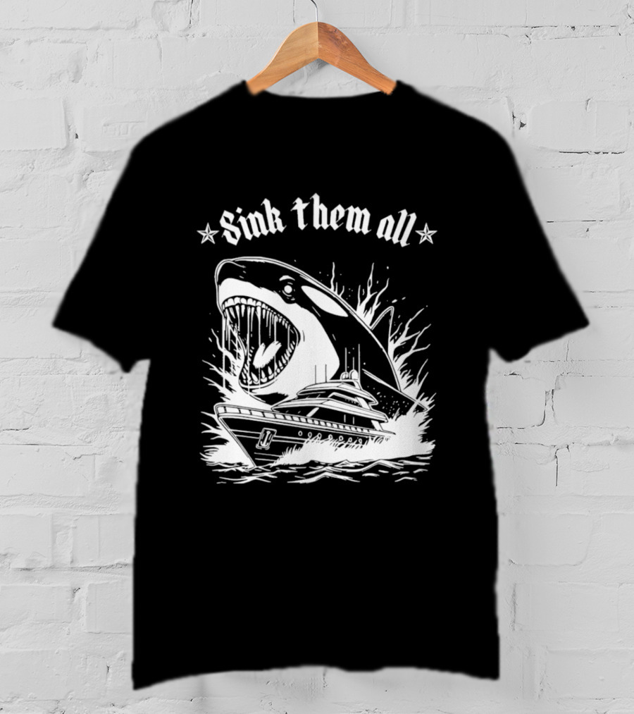 Sink Them All Orca Yacht Attack Scene T-Shirt