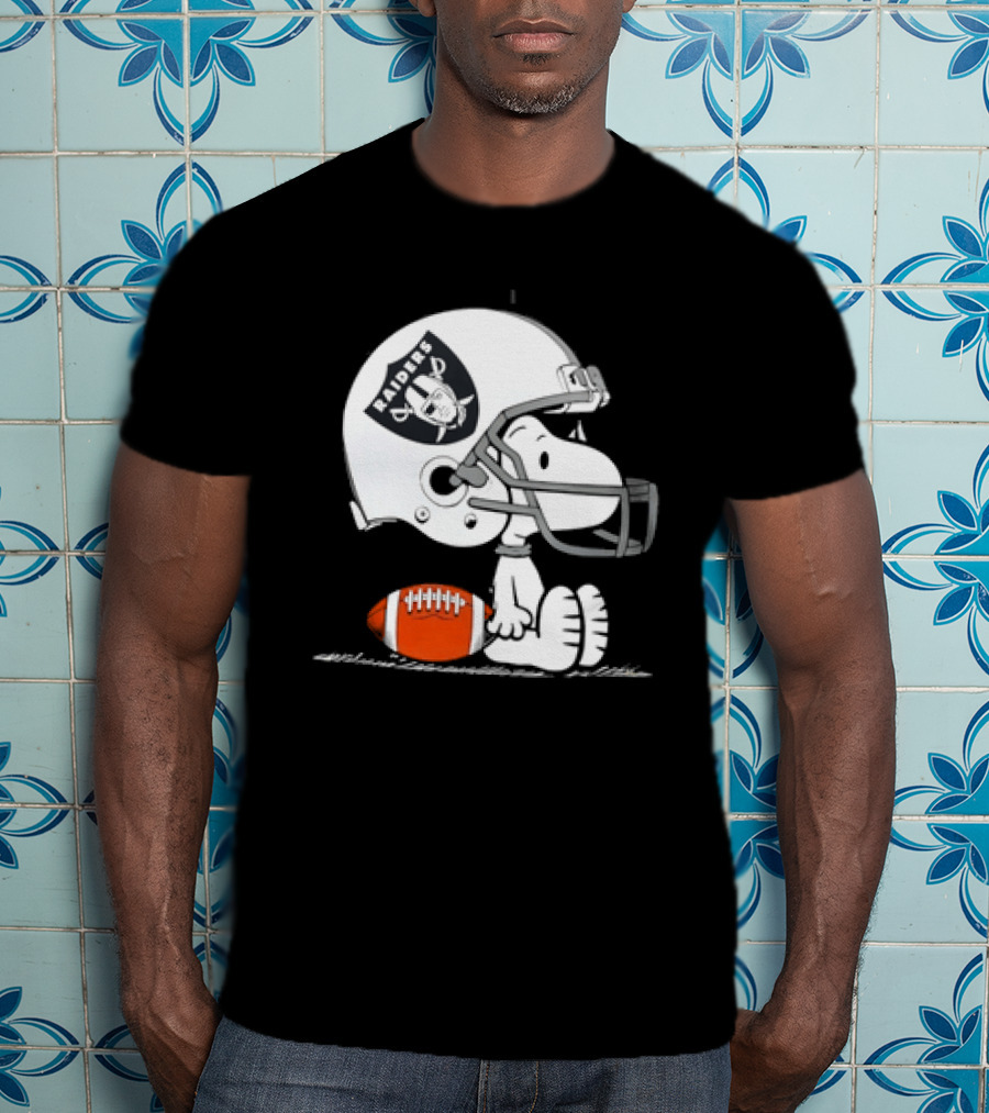 Snoopy Las Vegas Raiders Football Helmet Collaboration Peanuts NFL T-Shirt