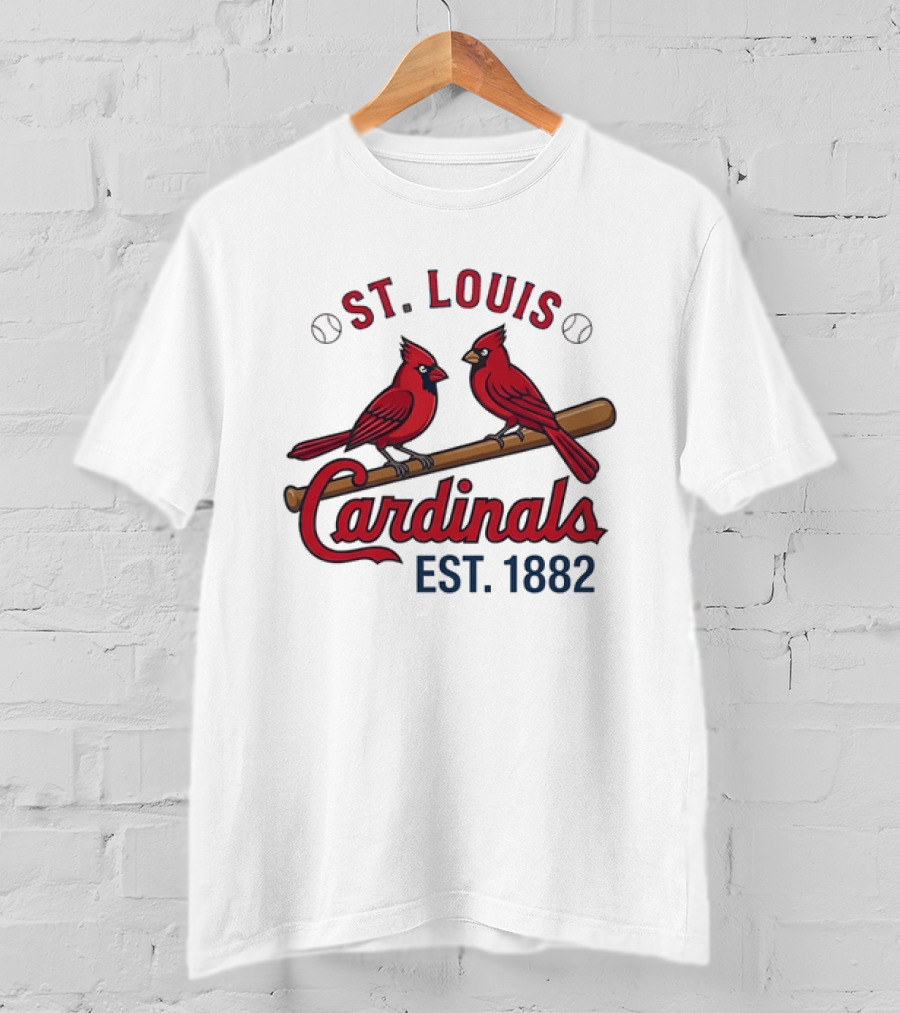St Louis Cardinals Est 1882 Two Birds On Bat MLB Team T-Shirt