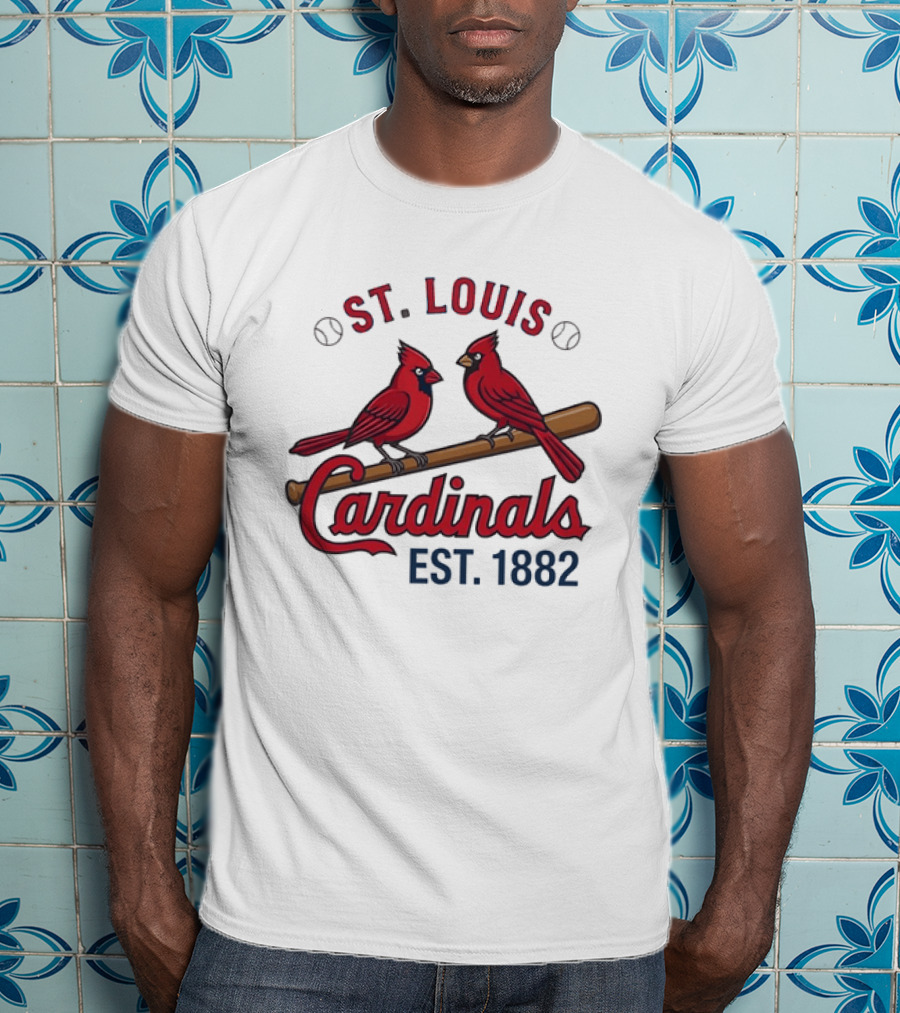 St Louis Cardinals Est 1882 Two Birds On Bat MLB Team T-Shirt