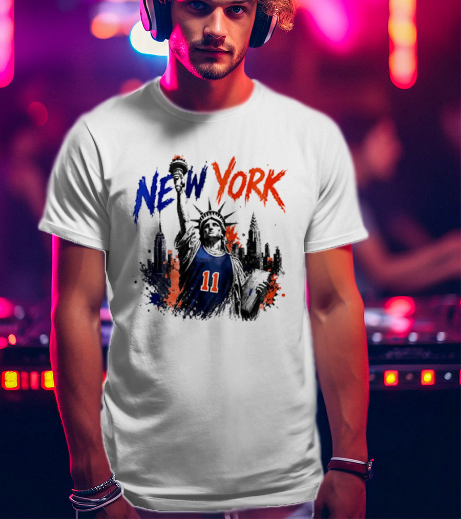 New York Statue Of Liberty Knicks Jersey City Skyline 11 T-Shirt