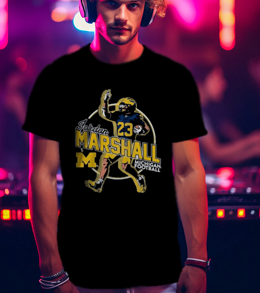 Jordan Marshall 23 Michigan Wolverines Football M T-Shirt