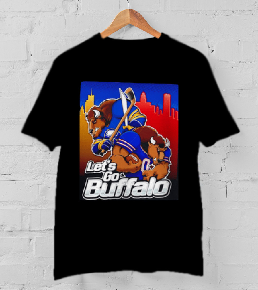 Let's Go Buffalo City Sports Teams Hockey Football Collage T-Shirt
