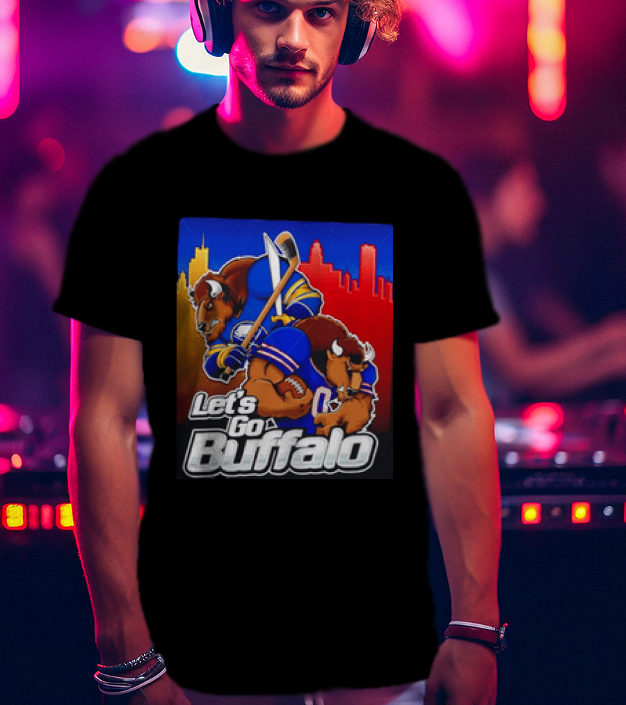 Let's Go Buffalo City Sports Teams Hockey Football Collage T-Shirt