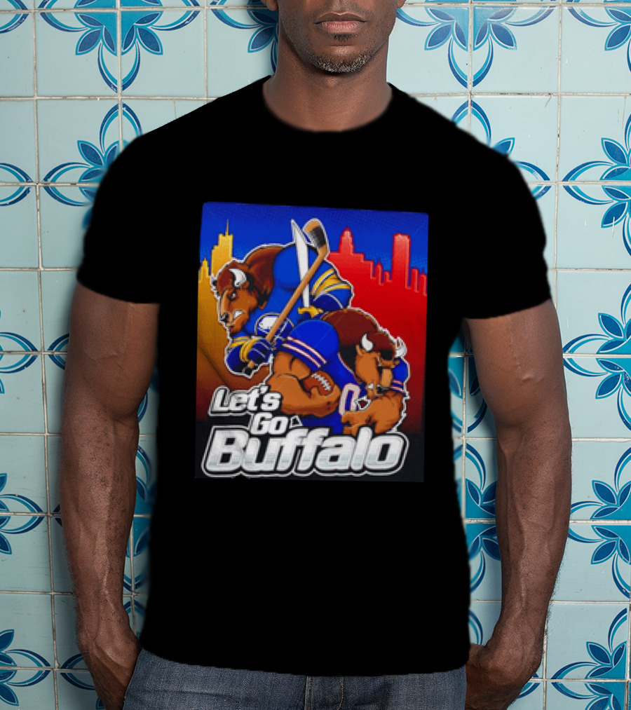 Let's Go Buffalo City Sports Teams Hockey Football Collage T-Shirt