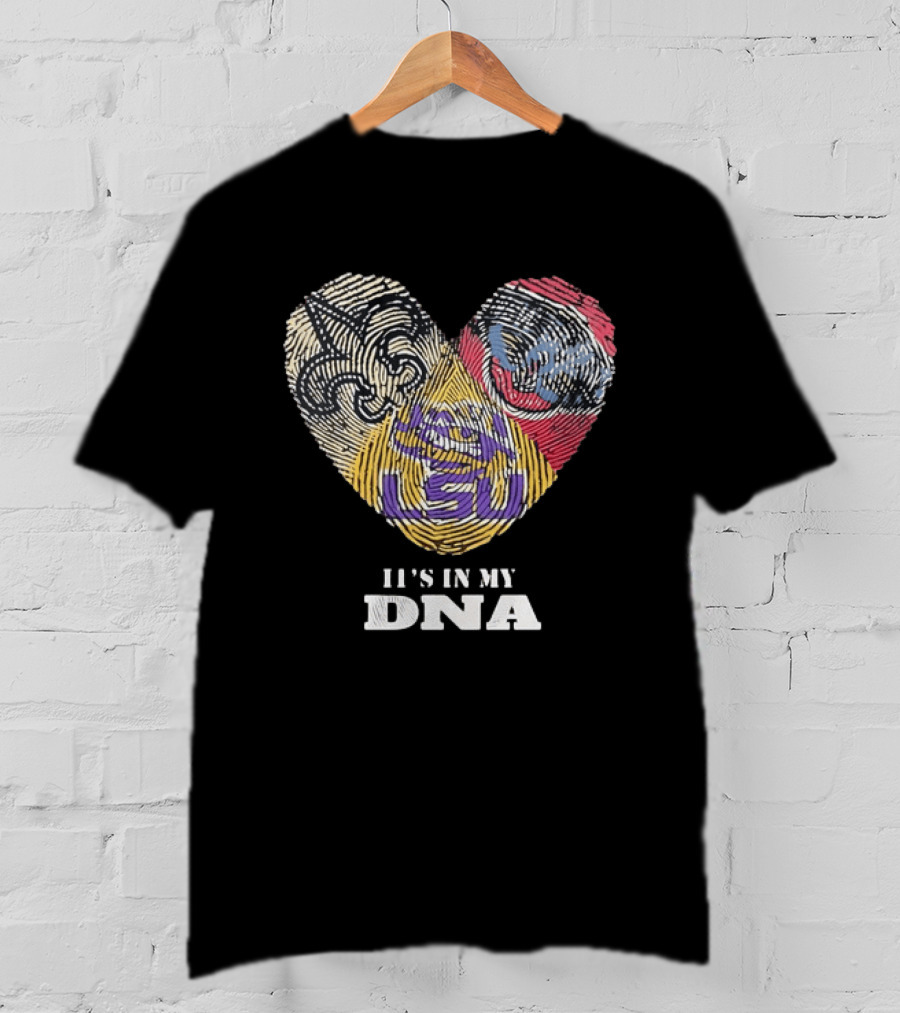 LSU New Orleans Saints It's In My DNA Fingerprint Heart T-Shirt
