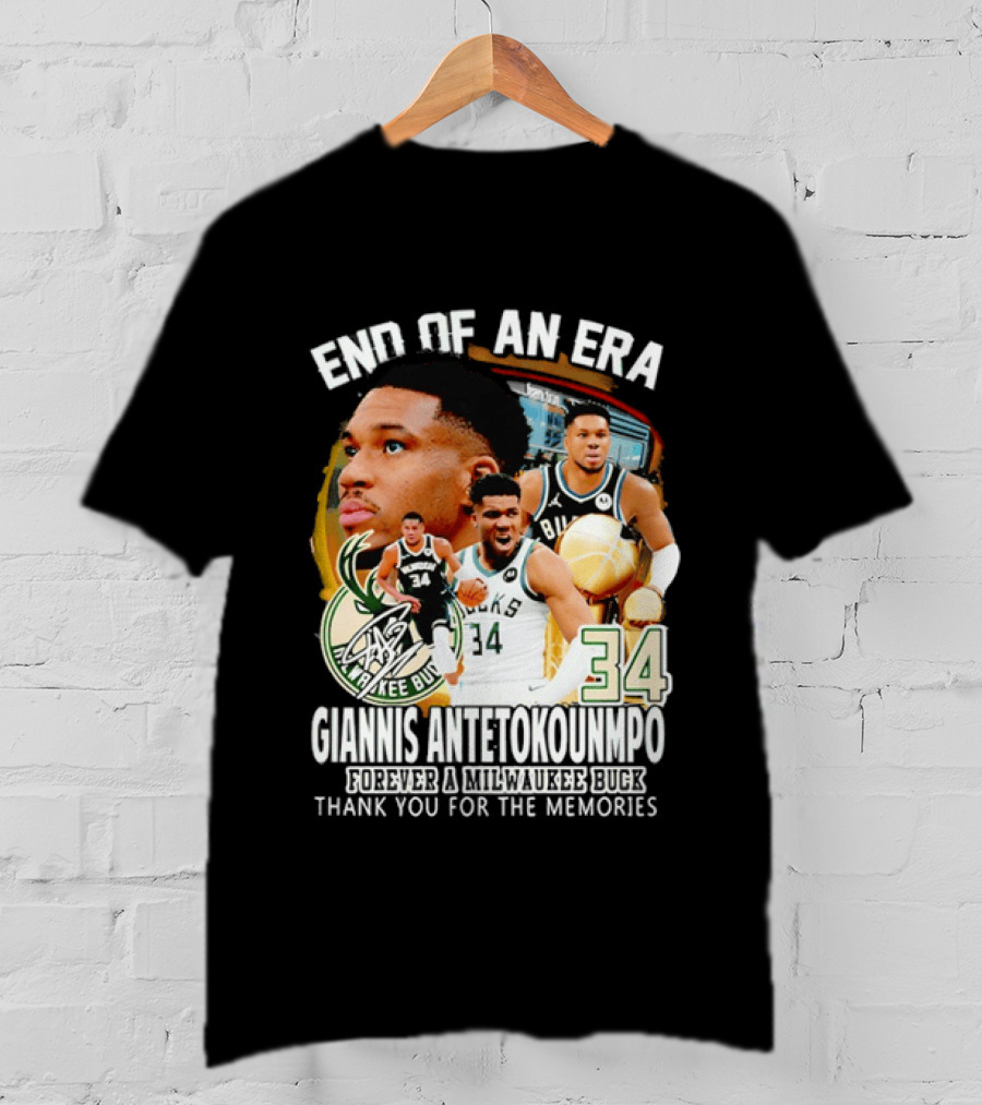 End Of An Era Giannis Antetokounmpo Milwaukee Bucks Thank You For The Memories T-Shirt