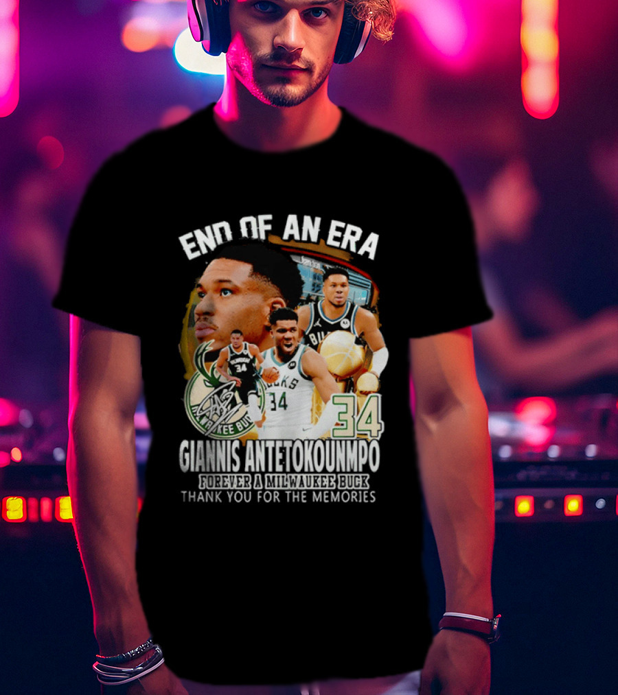 End Of An Era Giannis Antetokounmpo Milwaukee Bucks Thank You For The Memories T-Shirt