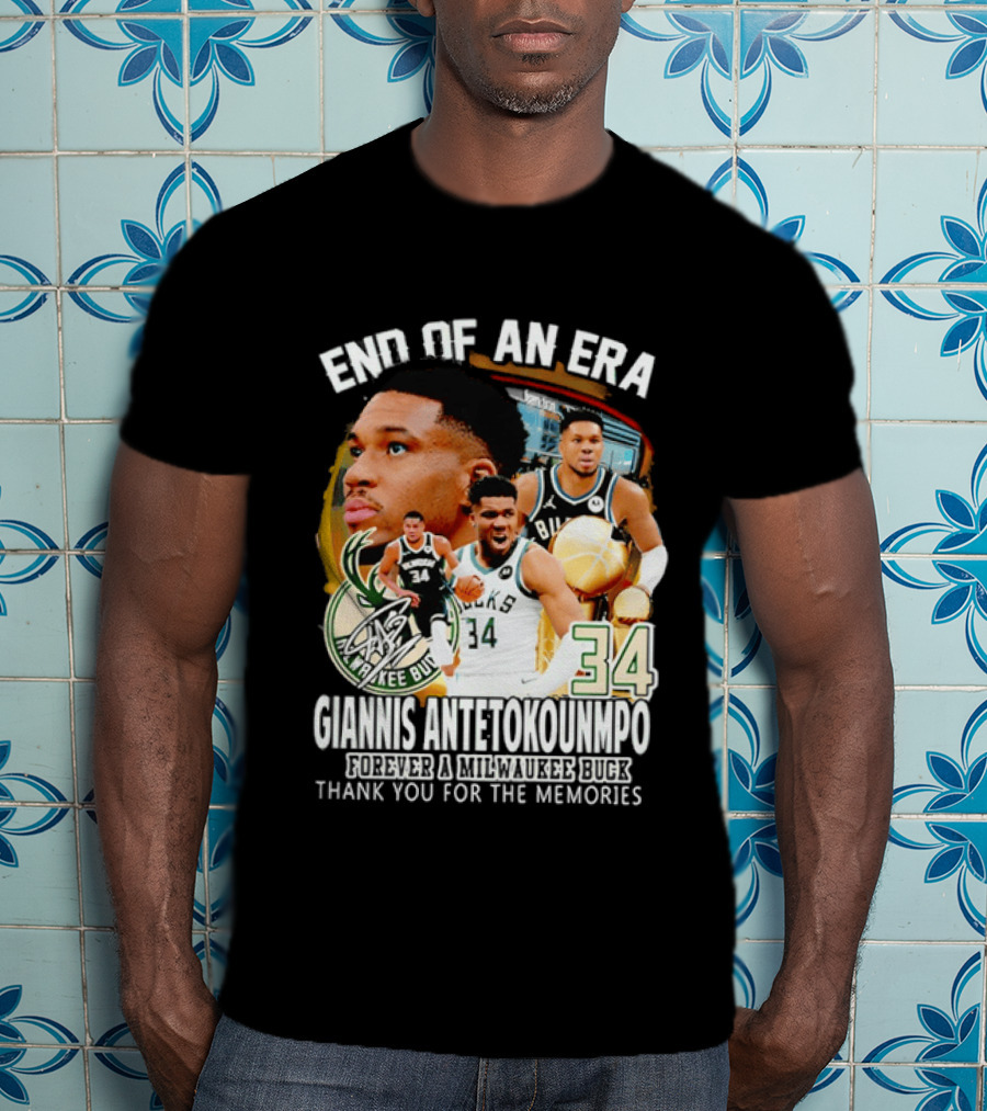 End Of An Era Giannis Antetokounmpo Milwaukee Bucks Thank You For The Memories T-Shirt