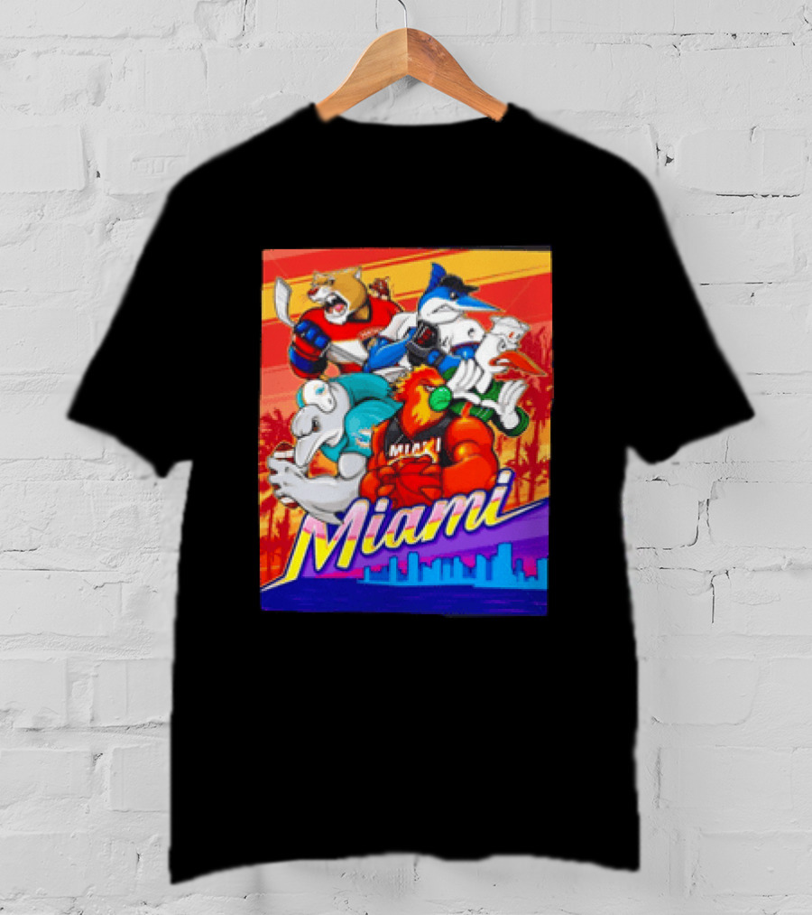 Miami Sports City Team Mascots Collage T-Shirt