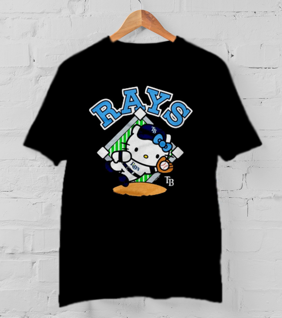Hello Kitty Tampa Bay Rays MLB Baseball Player Cartoon With Ball T-Shirt