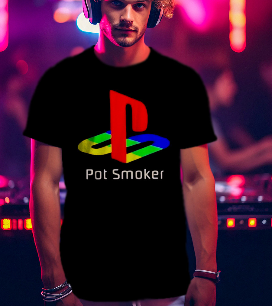 PlayStation Pot Smoker Iconic Colorful Gaming T-Shirt