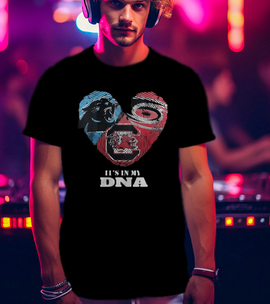 It's In My DNA Carolina Panthers Kansas City Chiefs Heart Shaped Fingerprint T-Shirt