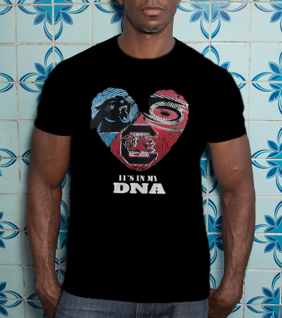 It's In My DNA Carolina Panthers Kansas City Chiefs Heart Shaped Fingerprint T-Shirt