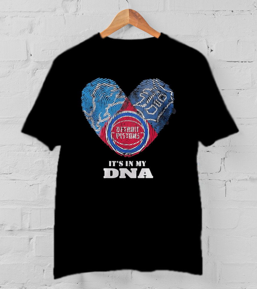 It's In My DNA Detroit Pistons Fingerprint Heart T-Shirt