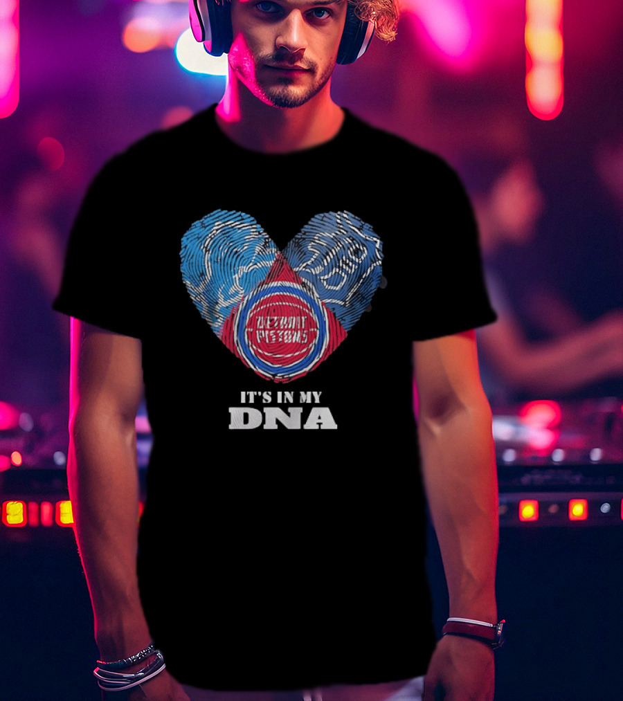 It's In My DNA Detroit Pistons Fingerprint Heart T-Shirt