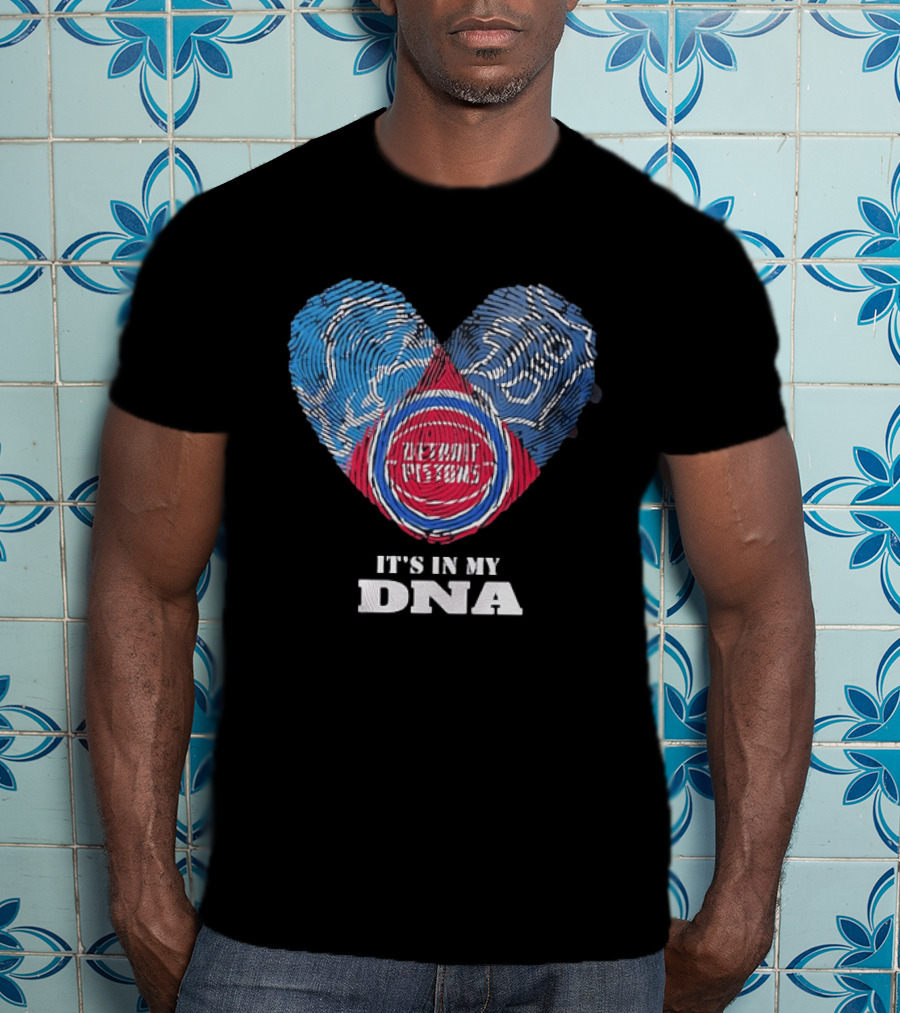 It's In My DNA Detroit Pistons Fingerprint Heart T-Shirt