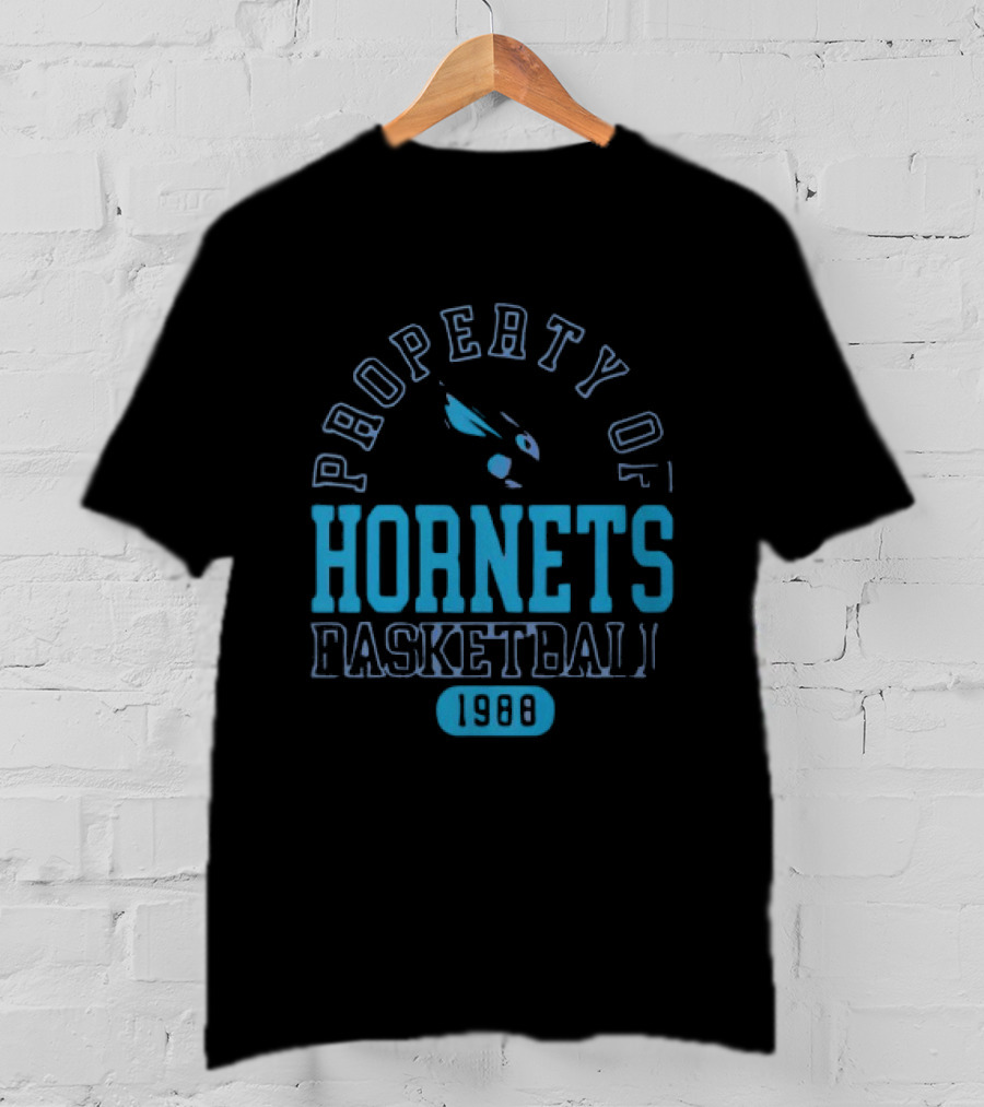 Property Of Hornets Basketball 1988 Teal Vintage Sports T-Shirt