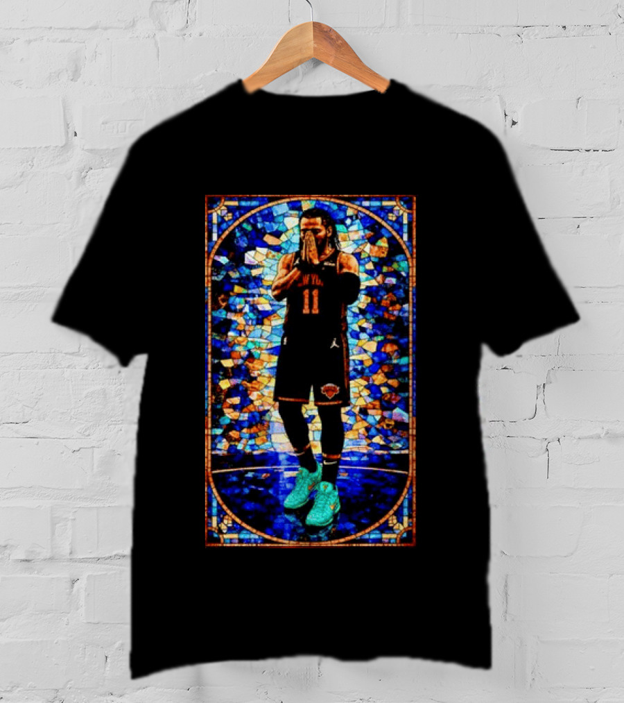 Jalen Brunson 11 New York Knicks Stained Glass Prayer NBA T-Shirt