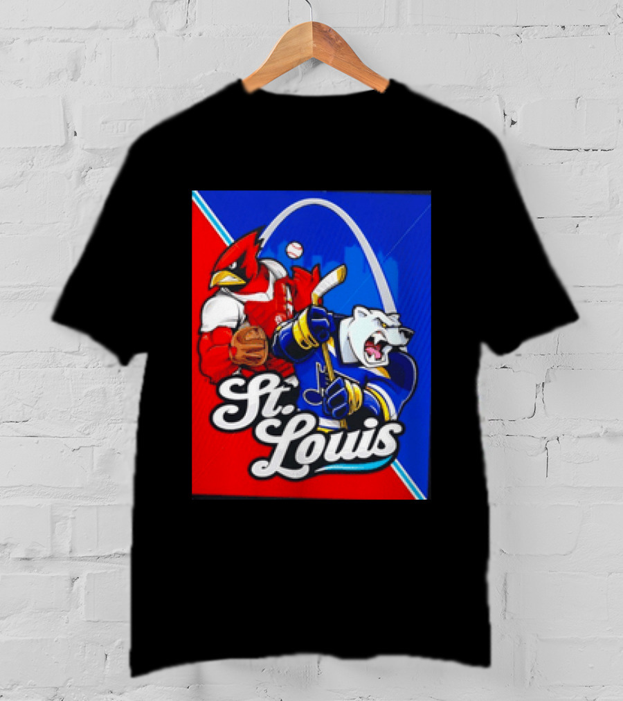 St Louis Cardinals Baseball Blues Hockey Arch Iconic Sports Team Collage T-Shirt