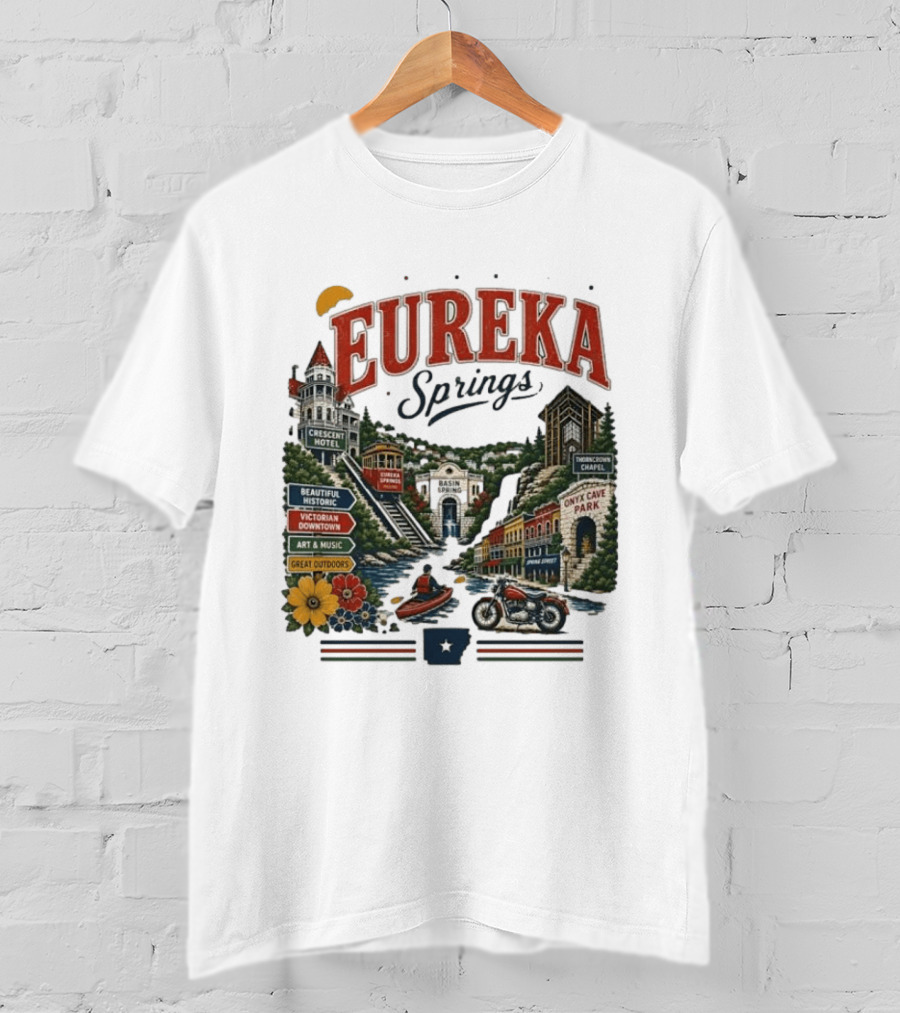 Eureka Springs Crescent Hotel Thorncrown Chapel Victorian Downtown Onyx Cave Basin Park Great Outdoors Art Music T-Shirt