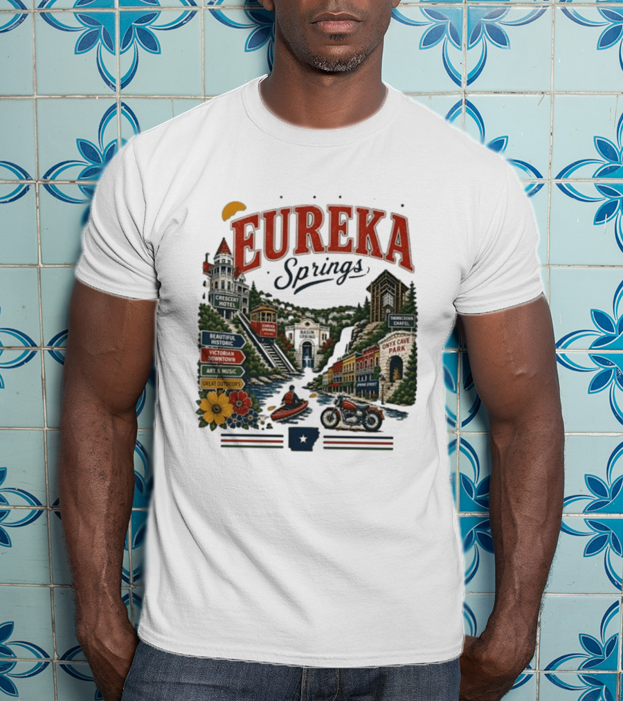 Eureka Springs Crescent Hotel Thorncrown Chapel Victorian Downtown Onyx Cave Basin Park Great Outdoors Art Music T-Shirt