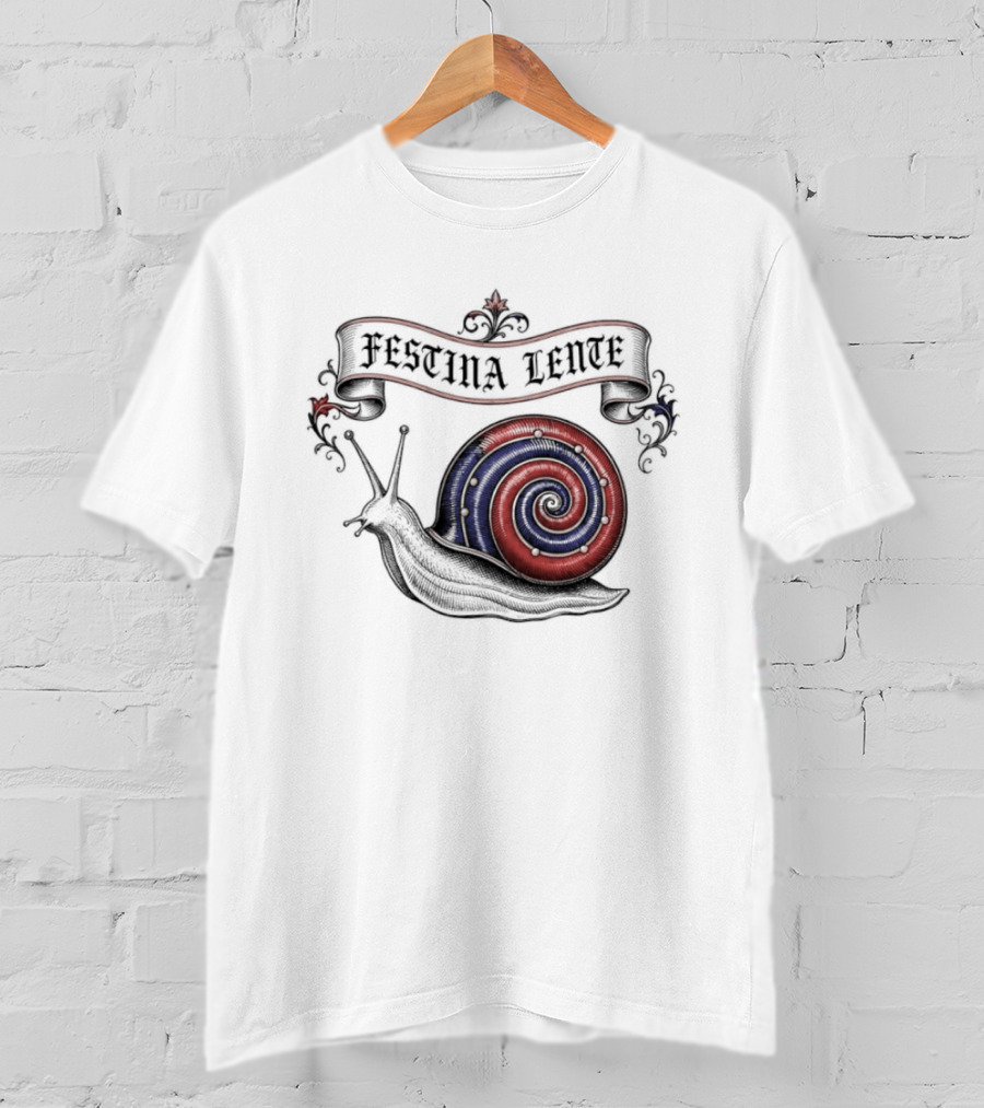 Festina Lente Latin Motto Snail Spiral T-Shirt