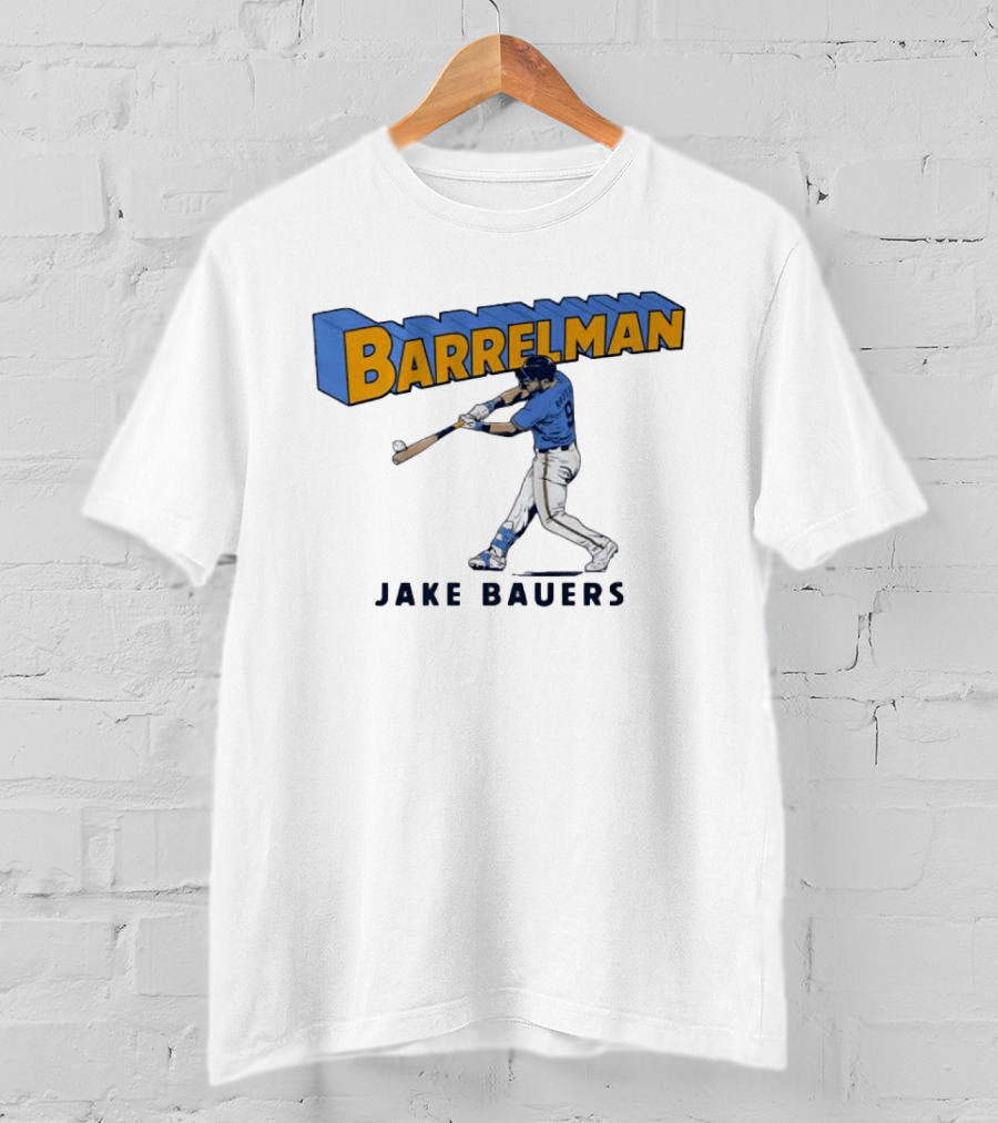 Milwaukee Brewers Barrelman Jake Bauers Swinging Bat T-Shirt