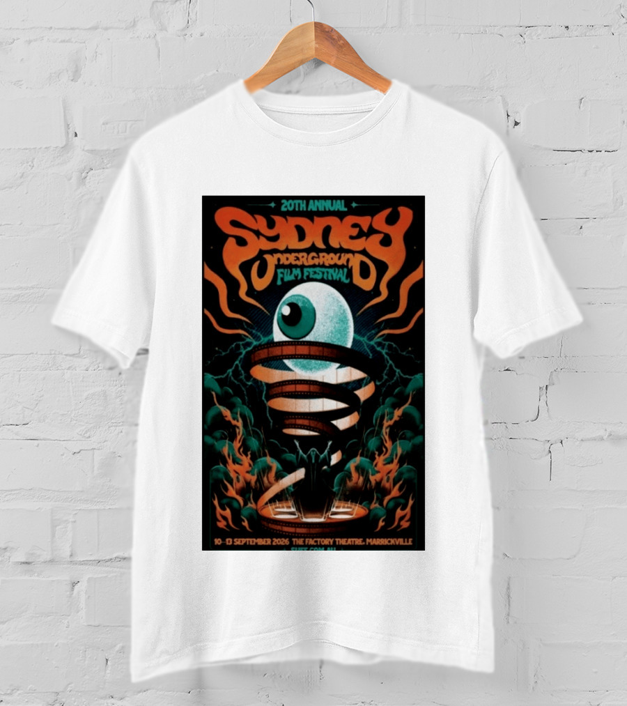 20th Annual Sydney Underground Film Festival Sept 10 13 2026 The Factory Theatre Marrickville Vintage Eye Spiral T-Shirt