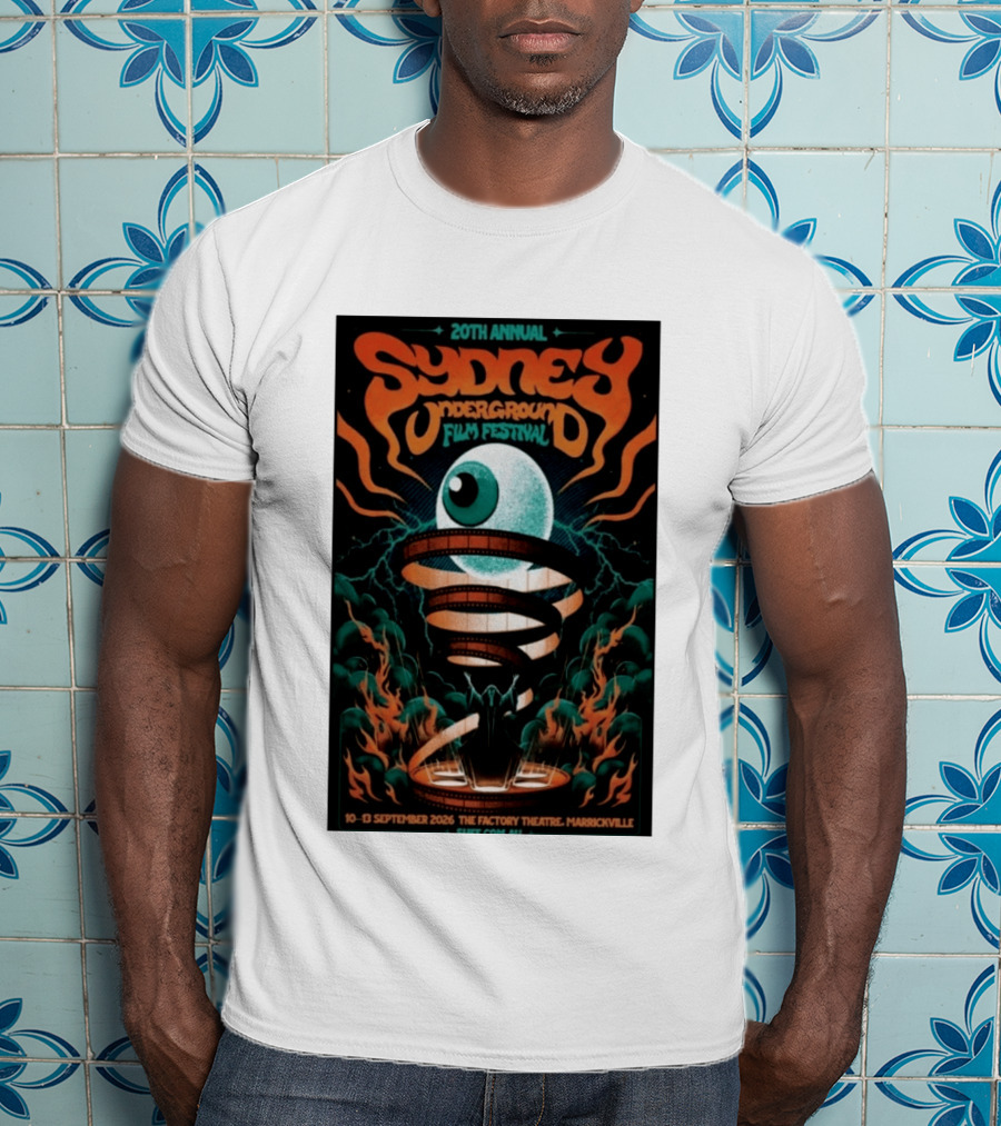 20th Annual Sydney Underground Film Festival Sept 10 13 2026 The Factory Theatre Marrickville Vintage Eye Spiral T-Shirt