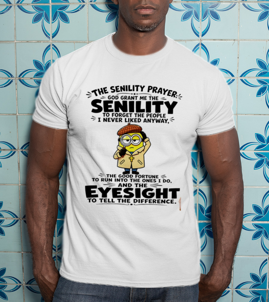 Minion Detective Senility Prayer Forget People Eyeglasses T-Shirt