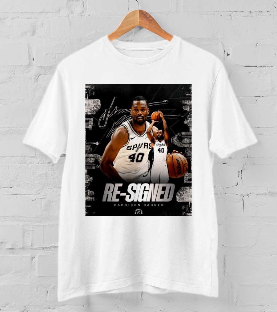 Re Signed Harrison Barnes Spurs 40 Basketball Return T-Shirt