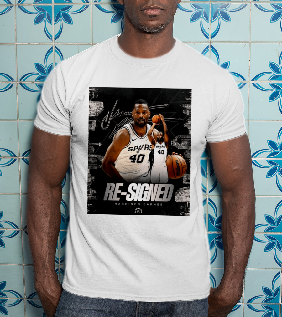 Re Signed Harrison Barnes Spurs 40 Basketball Return T-Shirt