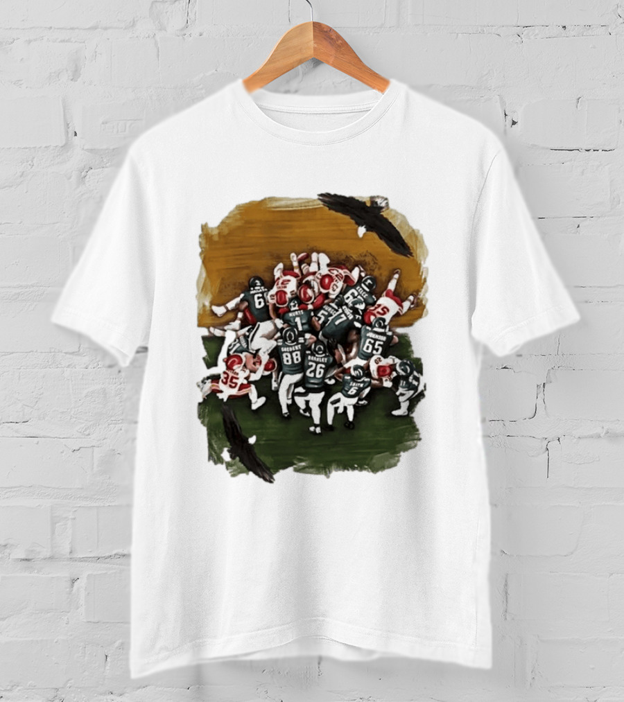 Philadelphia Eagles Tush Push Football Play Action With Team Players And Opponents T-Shirt