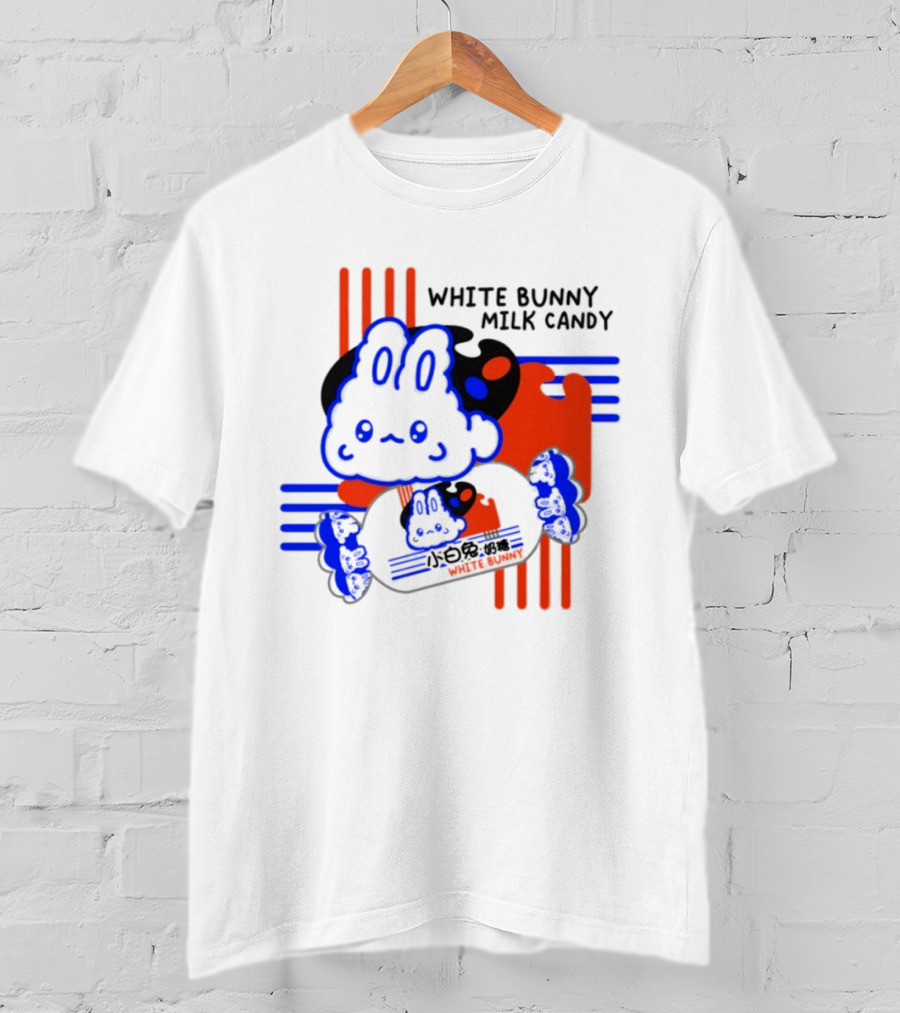 White Bunny Milk Candy Kawaii Asian Snacks Cute Blue Japanese T-Shirt