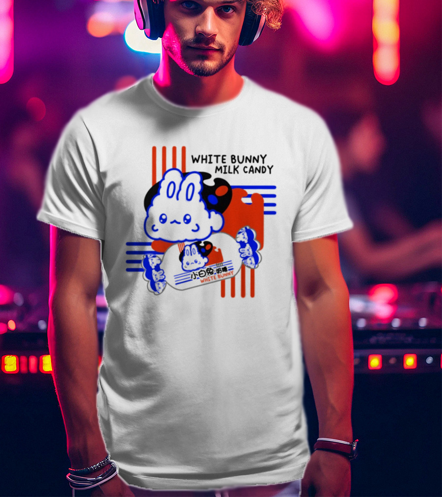 White Bunny Milk Candy Kawaii Asian Snacks Cute Blue Japanese T-Shirt