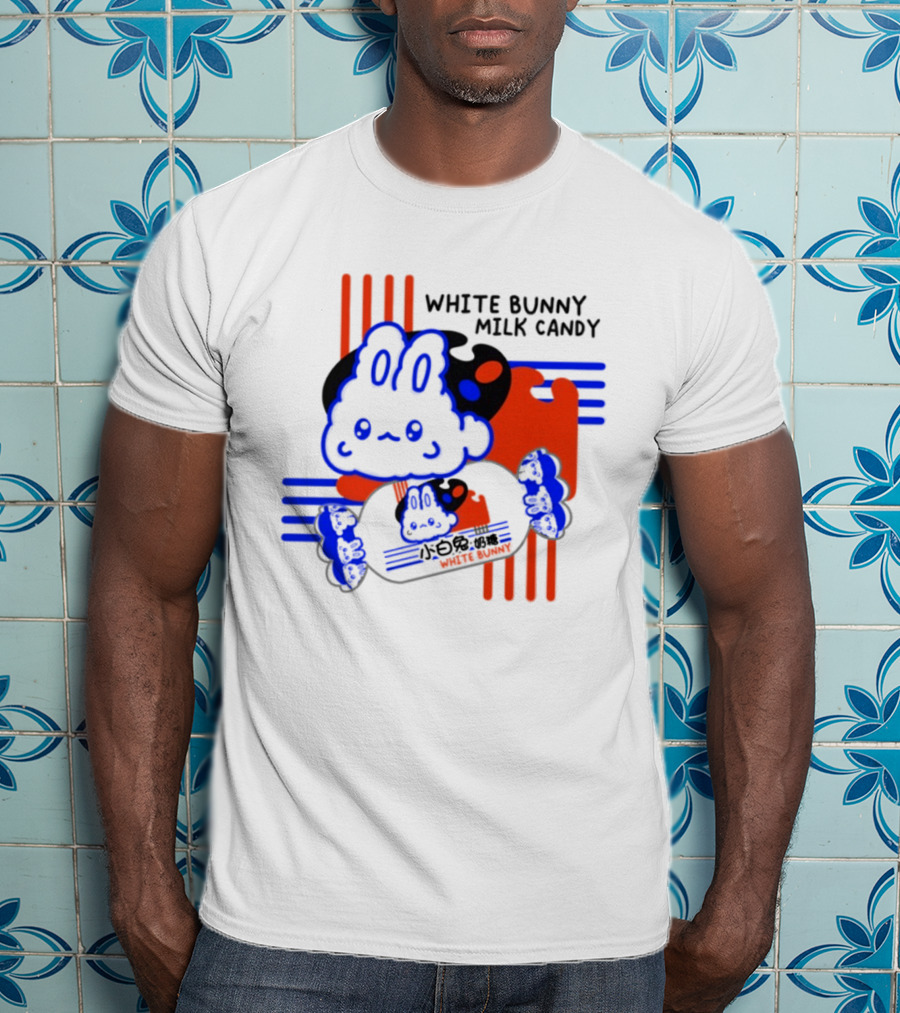 White Bunny Milk Candy Kawaii Asian Snacks Cute Blue Japanese T-Shirt