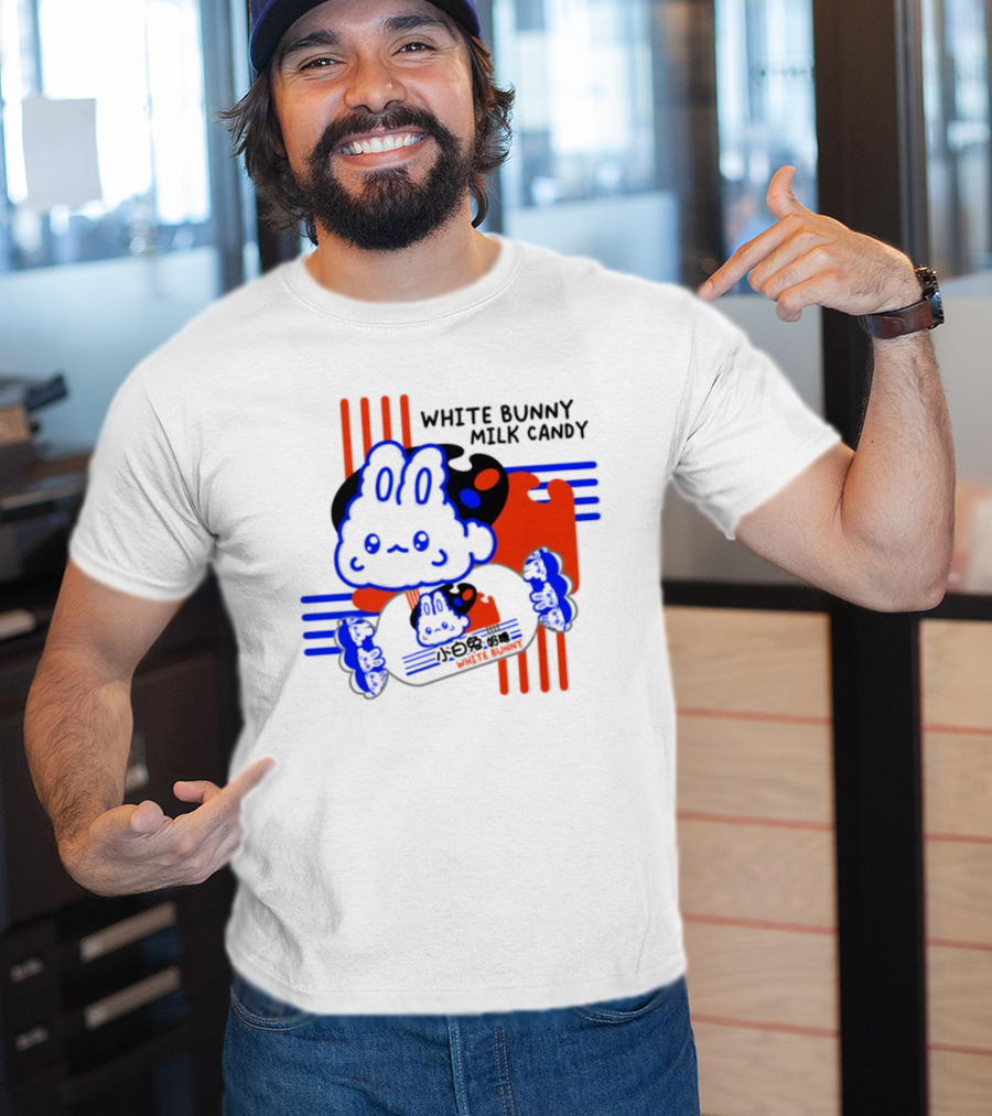 White Bunny Milk Candy Kawaii Asian Snacks Cute Blue Japanese T-Shirt