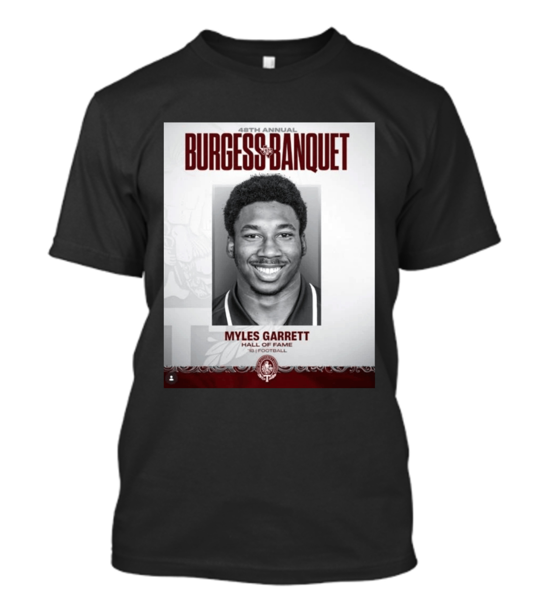 48th Annual Burgess Banquet Myles Garrett Hall Of Fame Football T-Shirt