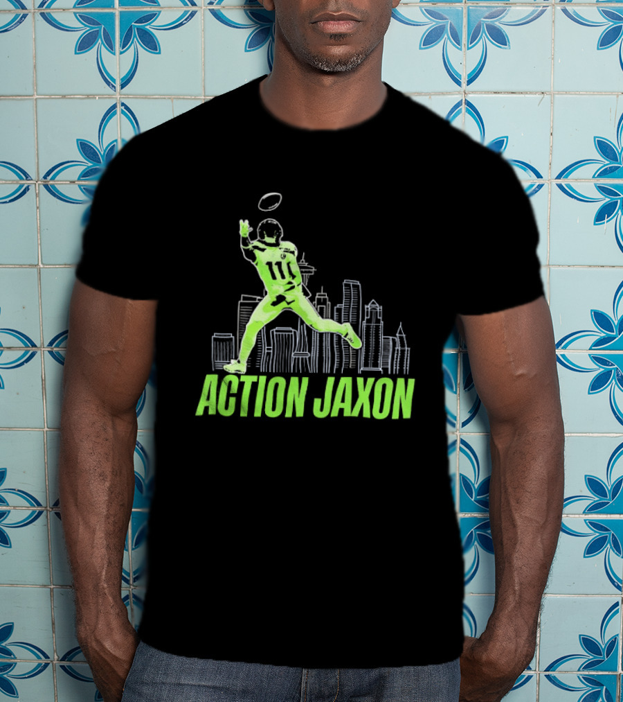 Action Jaxon Seattle Skyline Football Catcher T-Shirt
