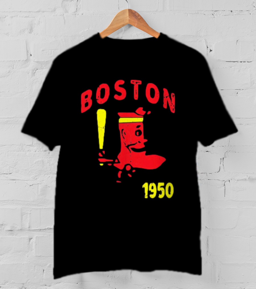 Boston 1950 Baseball Player Boot And Bat T-Shirt