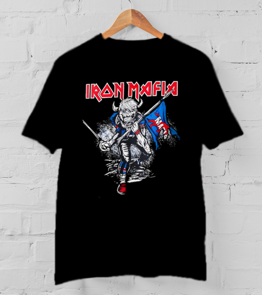 Iron Mafia Buffalo Bull Charging With Flag Buffalo Bills T-Shirt